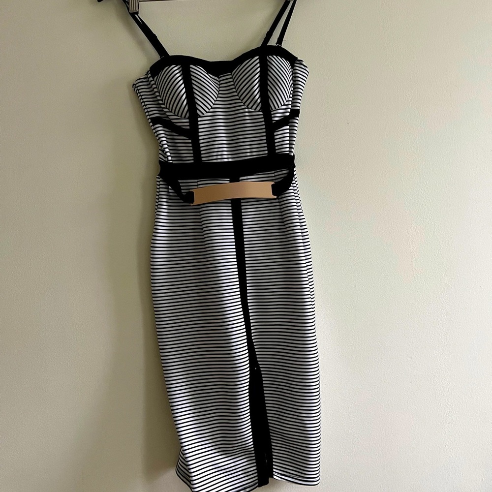 Black/White Party  Dress Metal Waist Cinch Belt - Material Girl  - Size M - $88